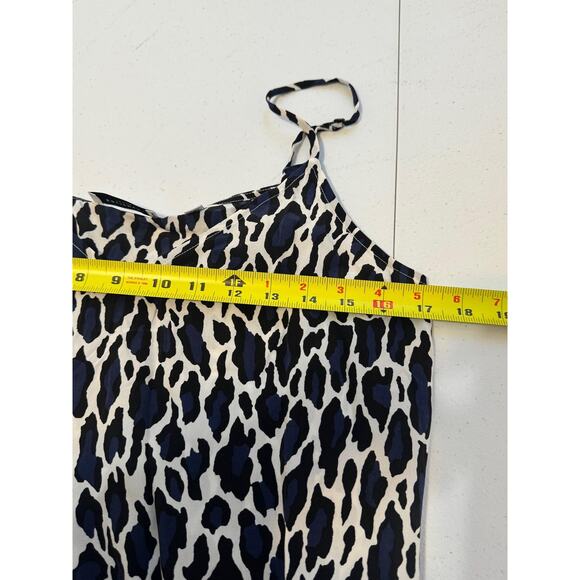 Equipment Femme Shirt Womens Large Blue Black Leopard Silk Cami Tank Top - Picture 10 of 12